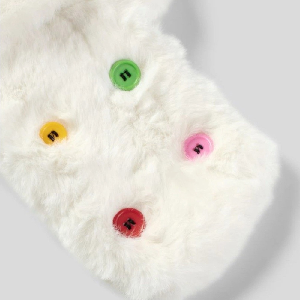 Halara Women White Faux Fur Decorative Button Scarf Winter Warm Snuggly One Size - Picture 5 of 8